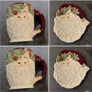 🆕 NEIMAN MARCUS ✨ Santa classic plate mug set gold trim